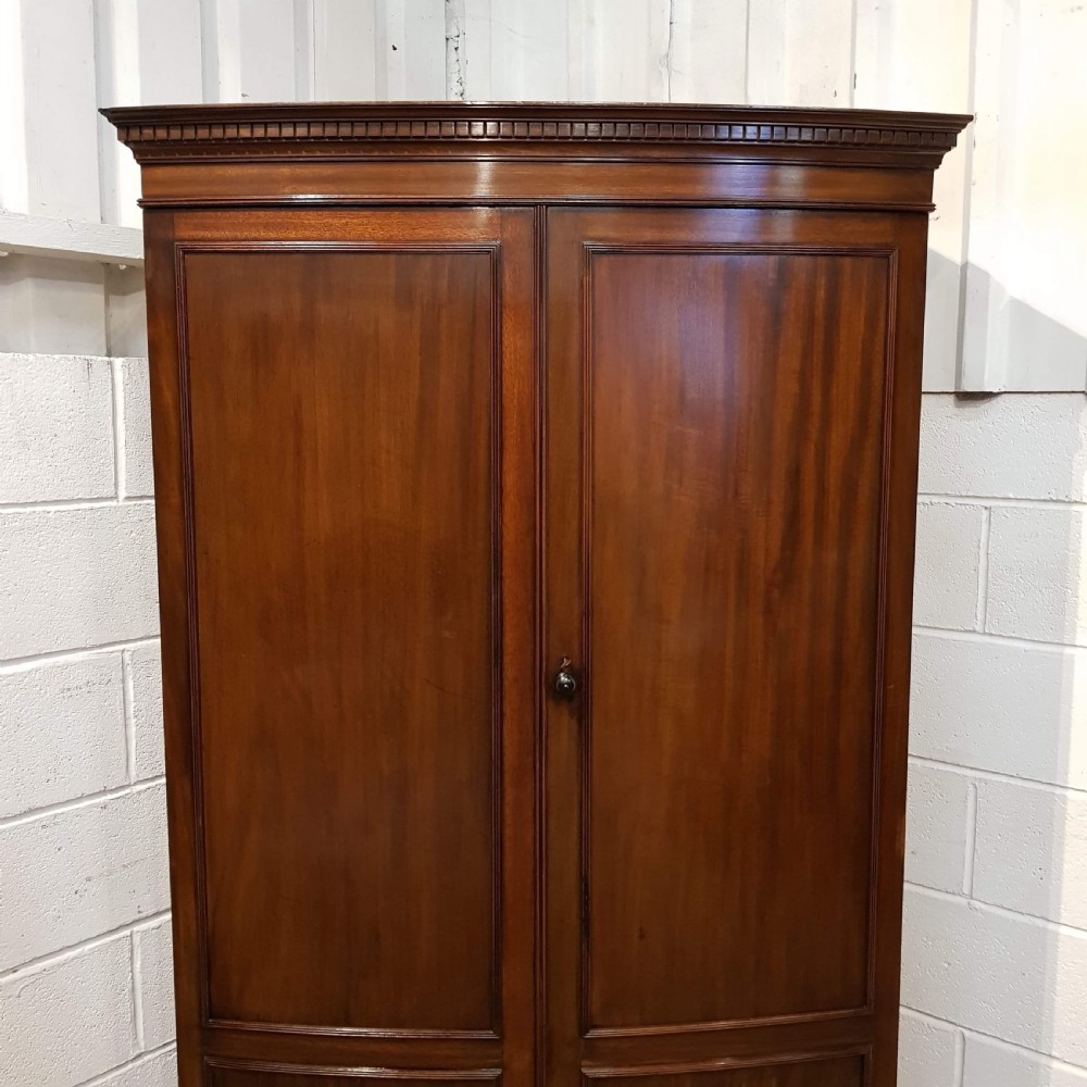 Antique Edwardian Mahogany Bow Front Wardrobe C