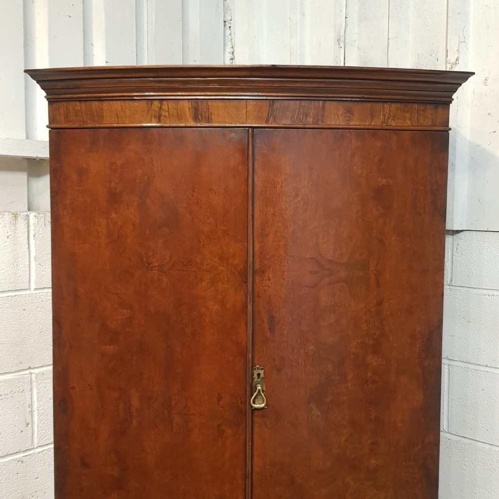 Antique Edwardian Bow Front Walnut Double Wardrobe C