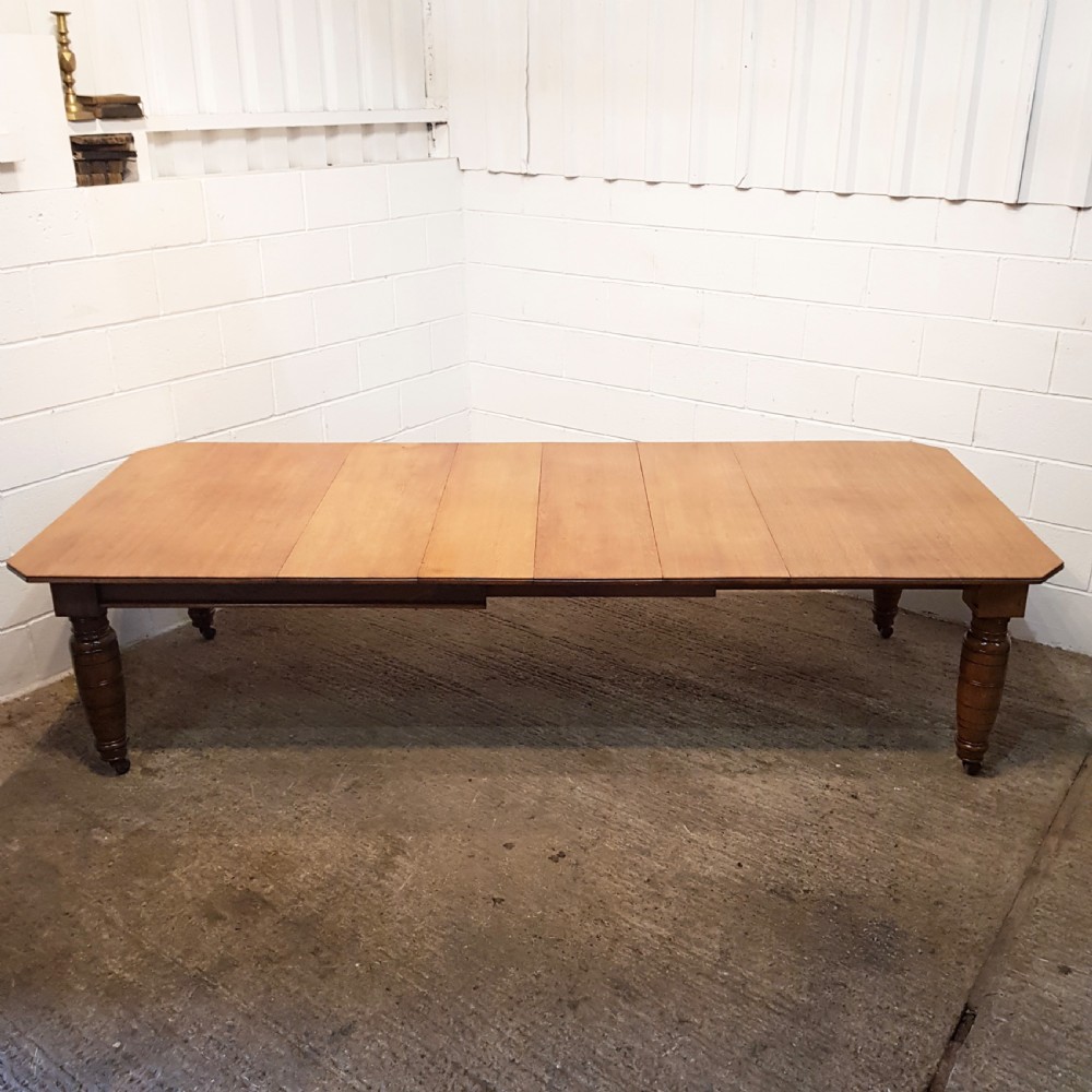 Antique Victorian Light Oak Extending Dining Table Seats 12 14 C1880