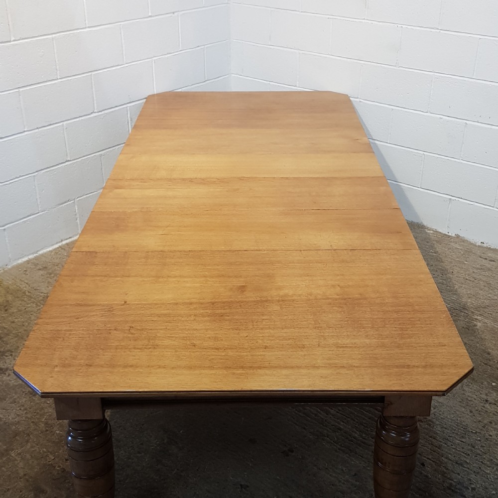 Antique Victorian Light Oak Extending Dining Table Seats 12 14 C1880