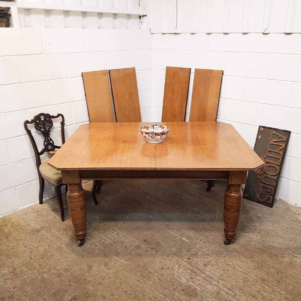 Antique Victorian Light Oak Extending Dining Table Seats 12 14 C1880
