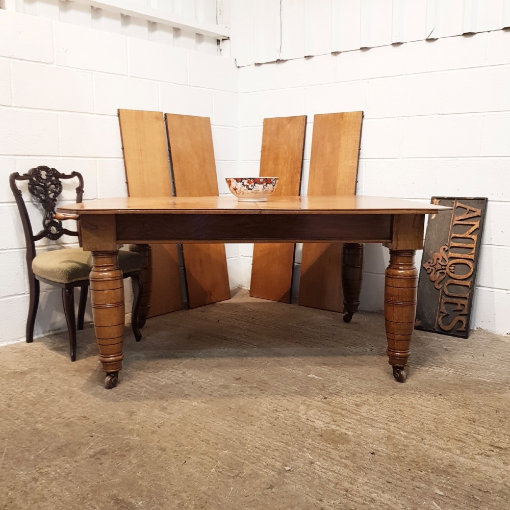 Antique Victorian Light Oak Extending Dining Table Seats 12 14 C1880