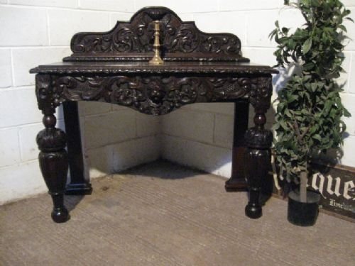 antique victorian carved gothic oak sideboard console table c1880