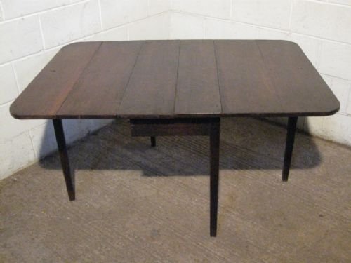antique georgian oak drop leaf plank top dining table c1780