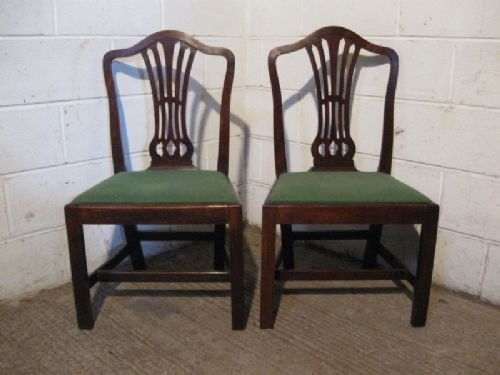 pair of antique georgian oak joined side chairs c1780