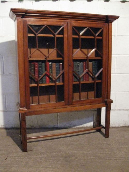 lovely antique regency mahogany astragal glazed bookcase on stand c1800