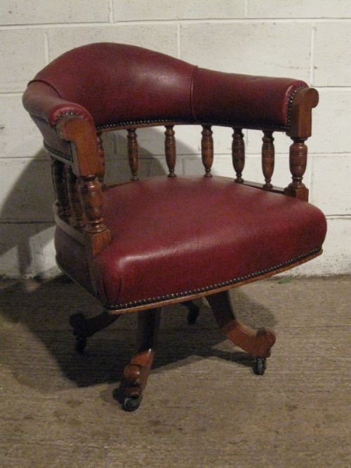 antique edwardian oak tub swivel desk chair c1900 wdb75211