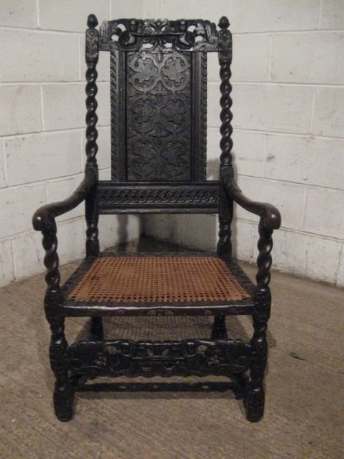 antique charles 11 carved oak chair c1680 wdb16092