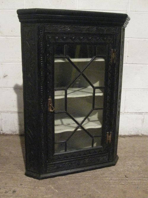 antique victorian carved oak corner cabinet cupboard c1850 wdb90172