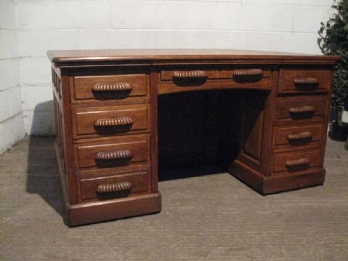 superb antique victorian tiger oak partners desk c1880 wdb4364212