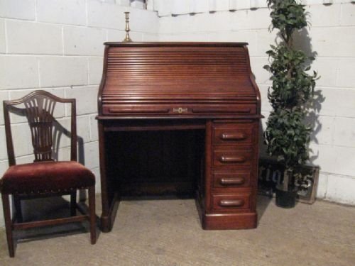 antique victorian mahogany roll top tambor desk c1880 wdb190212
