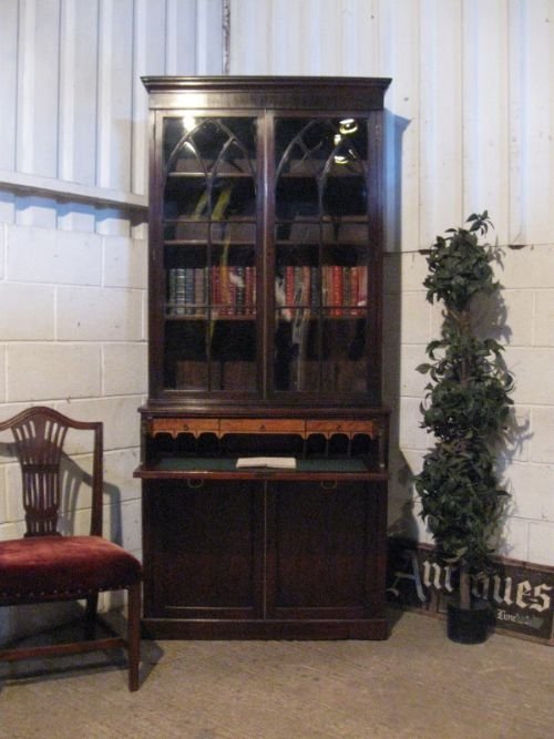 antique georgian mahogany bookcase secretaire c1780 wdb36043