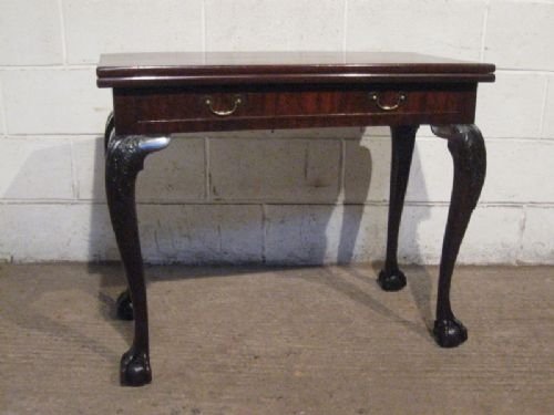 antique early victorian chippendale mahogany fold over games table c1840 wdb455294