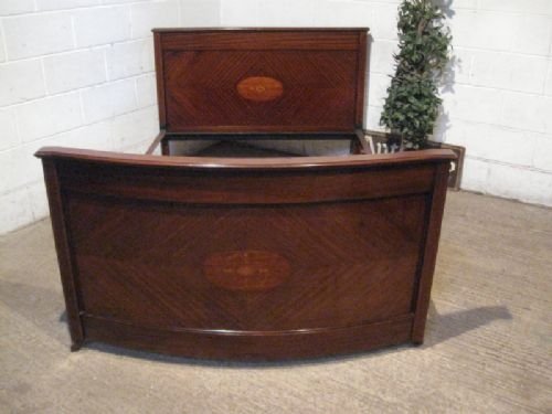 quality antique edwardian inlaid mahogany double bed c1900 wdb60284