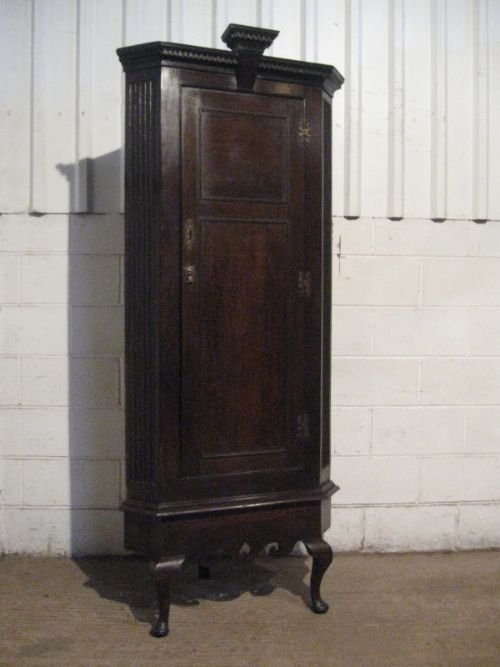 antique georgian oak full height corner cupboard on stand c1780 wdb25054