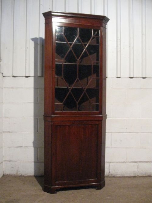 tall antique georgian mahogany astragal glazed full height corner display cabinet c1780 wdb469154