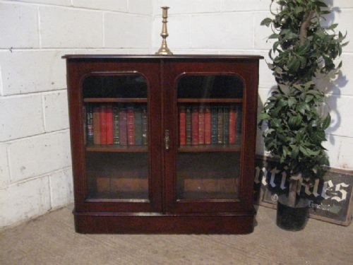 small antique victorian mahogany glazed bookcase c1880 wdb90125