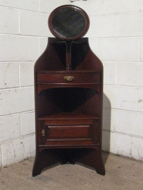 lovely antique edwardian mahogany corner washstand with mirror c1900 wdb100185