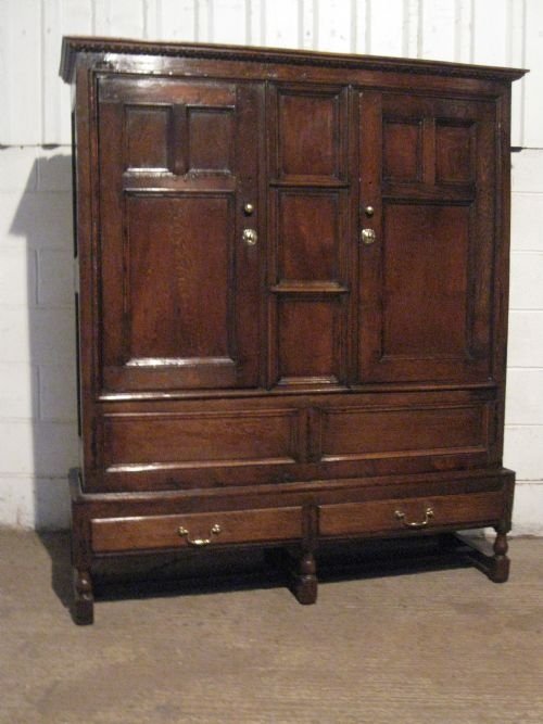 antique georgian country oak peg joined wardrobe tack cupboard c1740 wdb42016