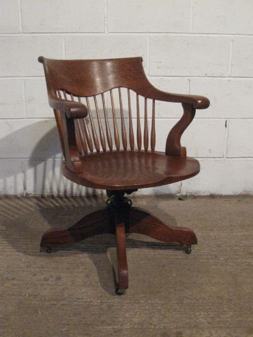 antique edwardian solid oak swivel desk chair c1900 wp65277
