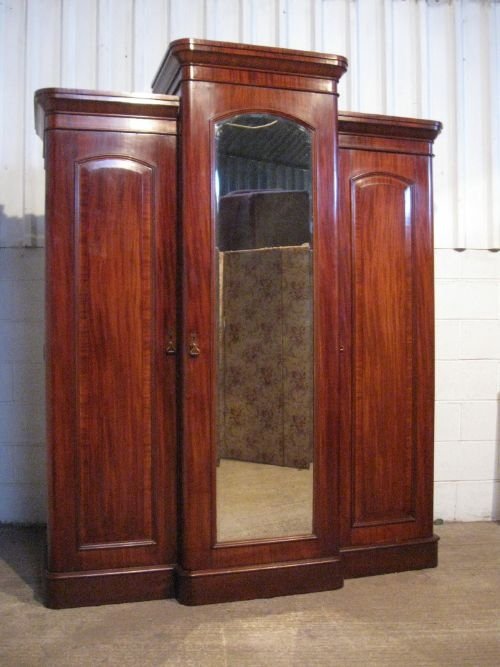 antique victorian mahogany breakfront triple wardrobe compactum c1880 wd499719