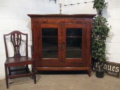 antique georgian oak and mahogany inlaid floor standing bookcase c1780 wdb6013139