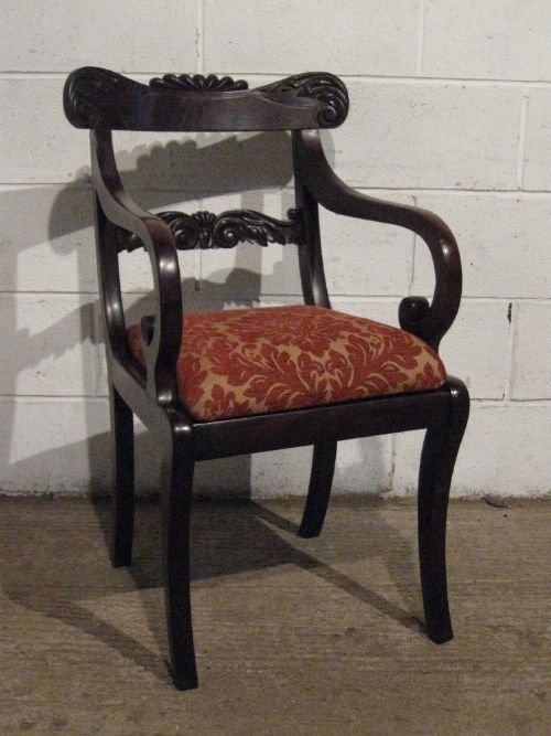 antique william 1v cuban mahogany elbow library desk chair c1830 wdb6006139