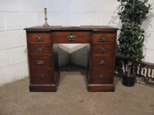 antique victorian oak twin pedastal kneehole desk c1880 wdb6022209