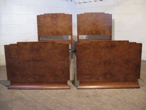 pair antique art deco burr walnut single beds c1920 wdb6021209