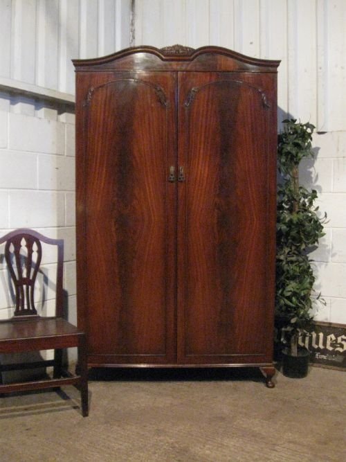 antique flamed mahogany french louis style double wardrobe c1920 wdb6057279