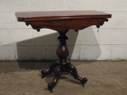antique early victorian mahogany fold over tea table games table c1850 wdb6040279