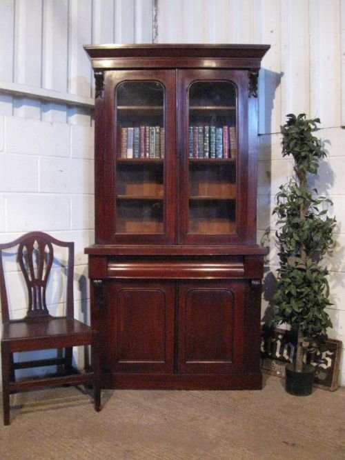 antique victorian mahogany library bookcase c1880 wdb6064610