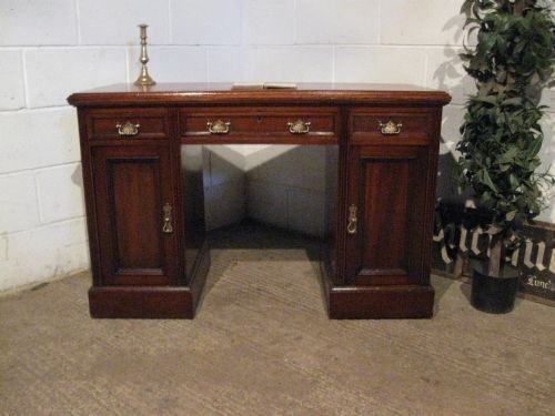 antique edwardian quality mahogany twin pedastal kneehole desk c1900 wdb6067610
