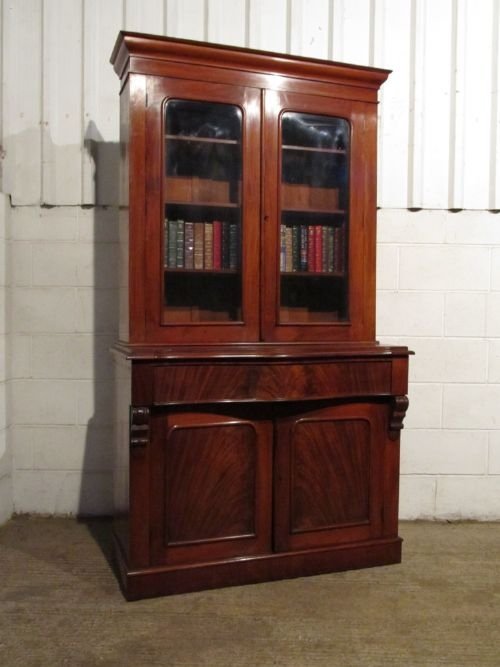 antique victorian mahogany library bookcase c1880 wdb6105811
