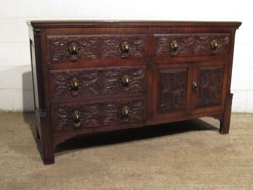 antique early victorian carved oak and peg joined sideboard c1840 wdb6093811