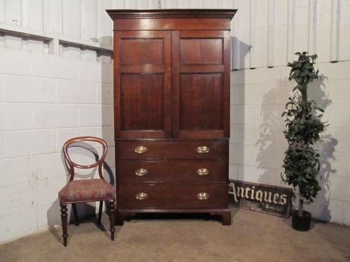antique georgian oak linen press wardrobe armoire c1780 wdb61492211