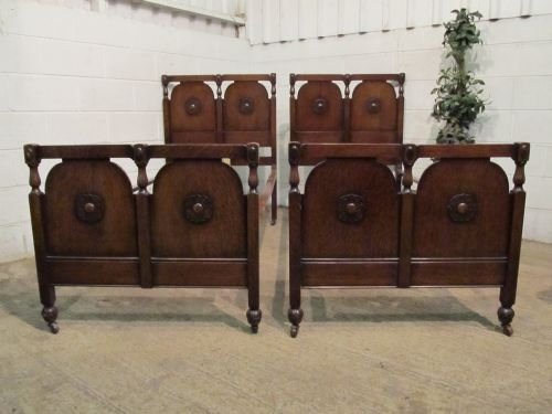 superb pair antique edwardian oak single beds by staples co manufacturer to hm king george v c1915 wdb61302911
