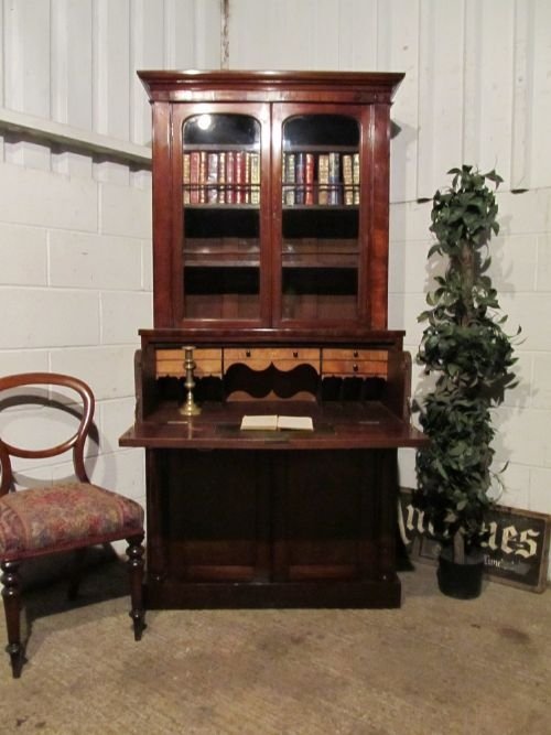 antique small regency mahogany bookcase sectretaire c1800 wt6108a612