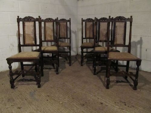 antique set six victorian oak bergere back dining chairs c1880 wdb6187612