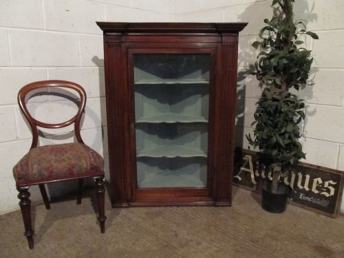 antique regency mahogany glazed wall hanging corner cabinet c1800 wt6198a1312