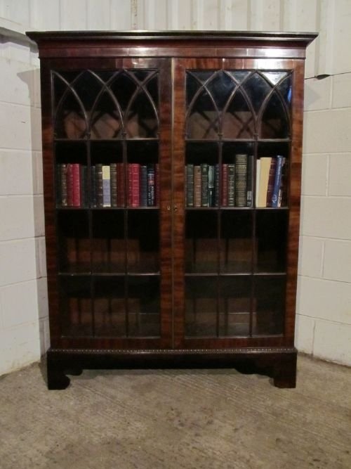 antique georgian mahogany glazed bookcase wdb61891312