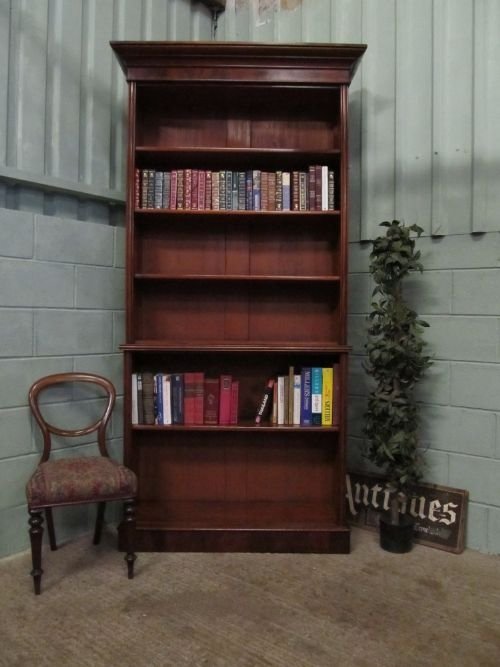 antique early victorian tall mahogany open library bookcase wdb62132712