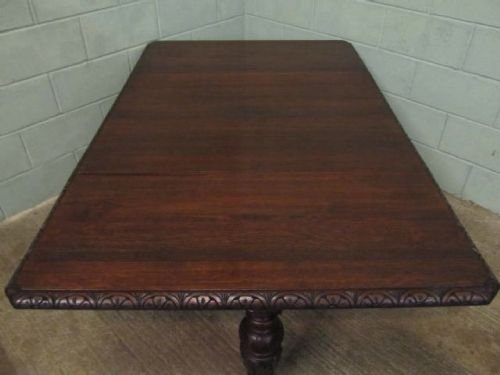 antique victorian solid carved oak drop leaf gate leg dining table c1880 4472193