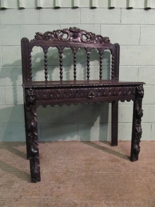 antique victorian carved green man hall side table desk c1880 w6272142