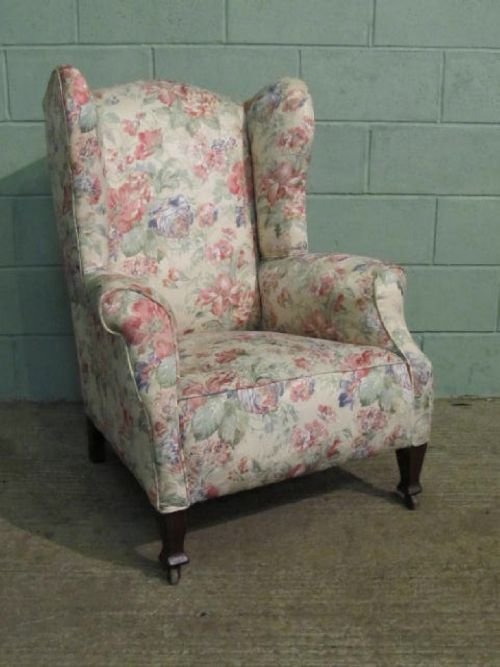 antique edwardian upholstered wing armchair c1900 wdb626513