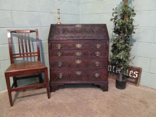 antique georgian carved oak bureau desk c1780 w627913