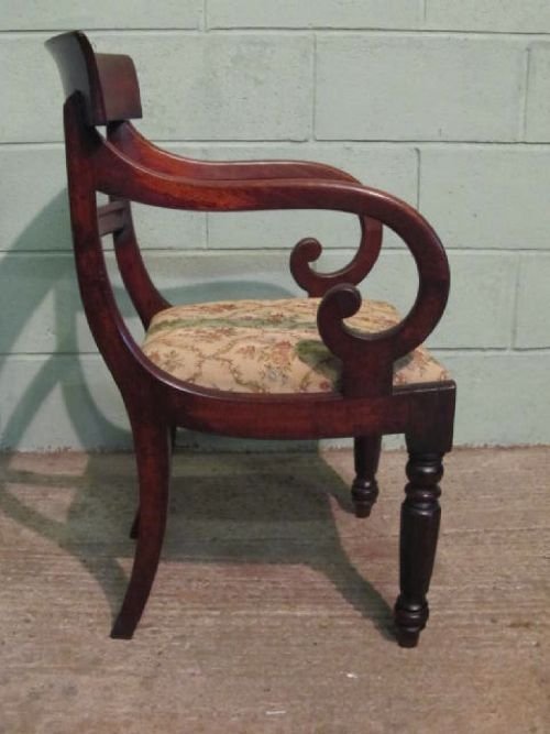 antique william 1v mahogany scroll arm desk side chair c1830 w628373
