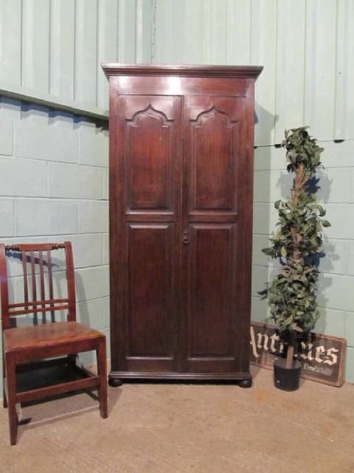 antique early victorian tall oak hall cupboard cabinet c1830 w6313213