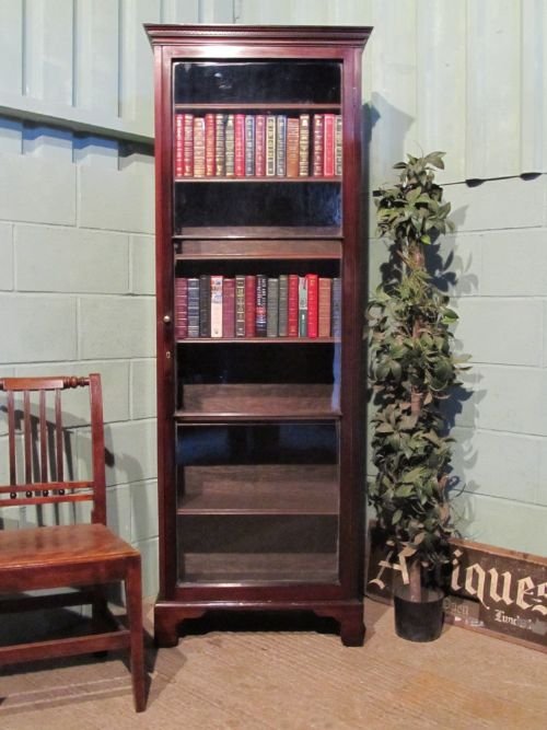 antique regency tall narrow mahogany bookcase c1800 w6314231