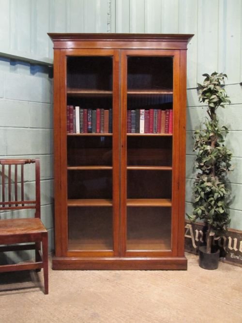 antique edwardian oak full height glazed bookcase c1900 w6405214